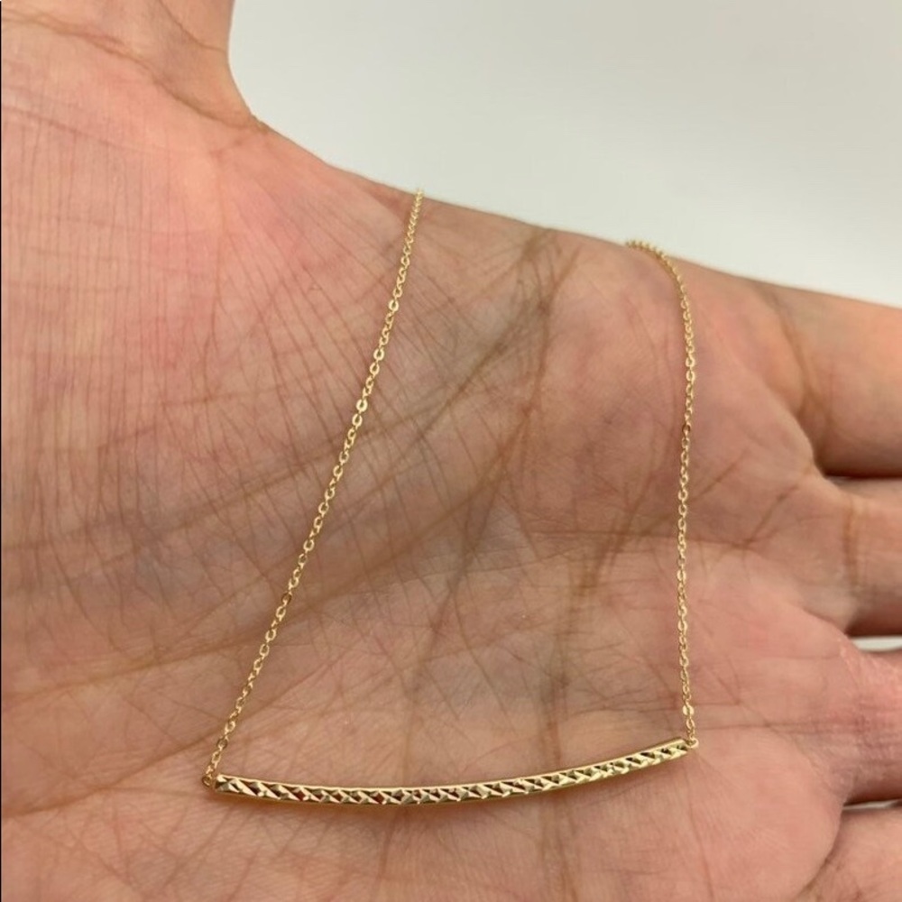 Diamond-Cut Bar Necklace in 14K Yellow Gold  16” with extender